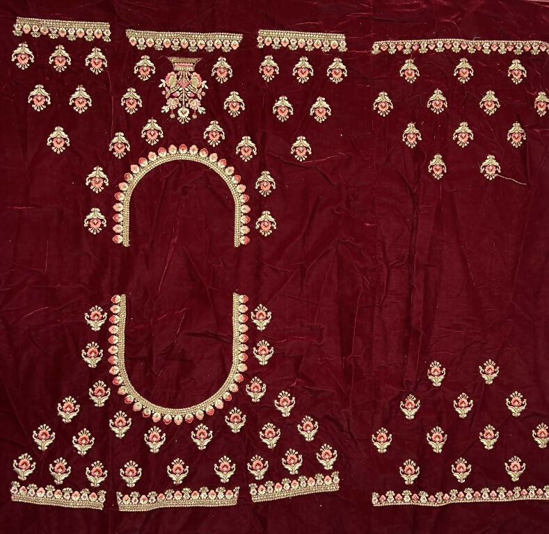 Jyoti Fashion Women's Maroon Velvet Multi Thread Embroidered with Zircon Diamond Wedding Lehenga Choli | Grocsy