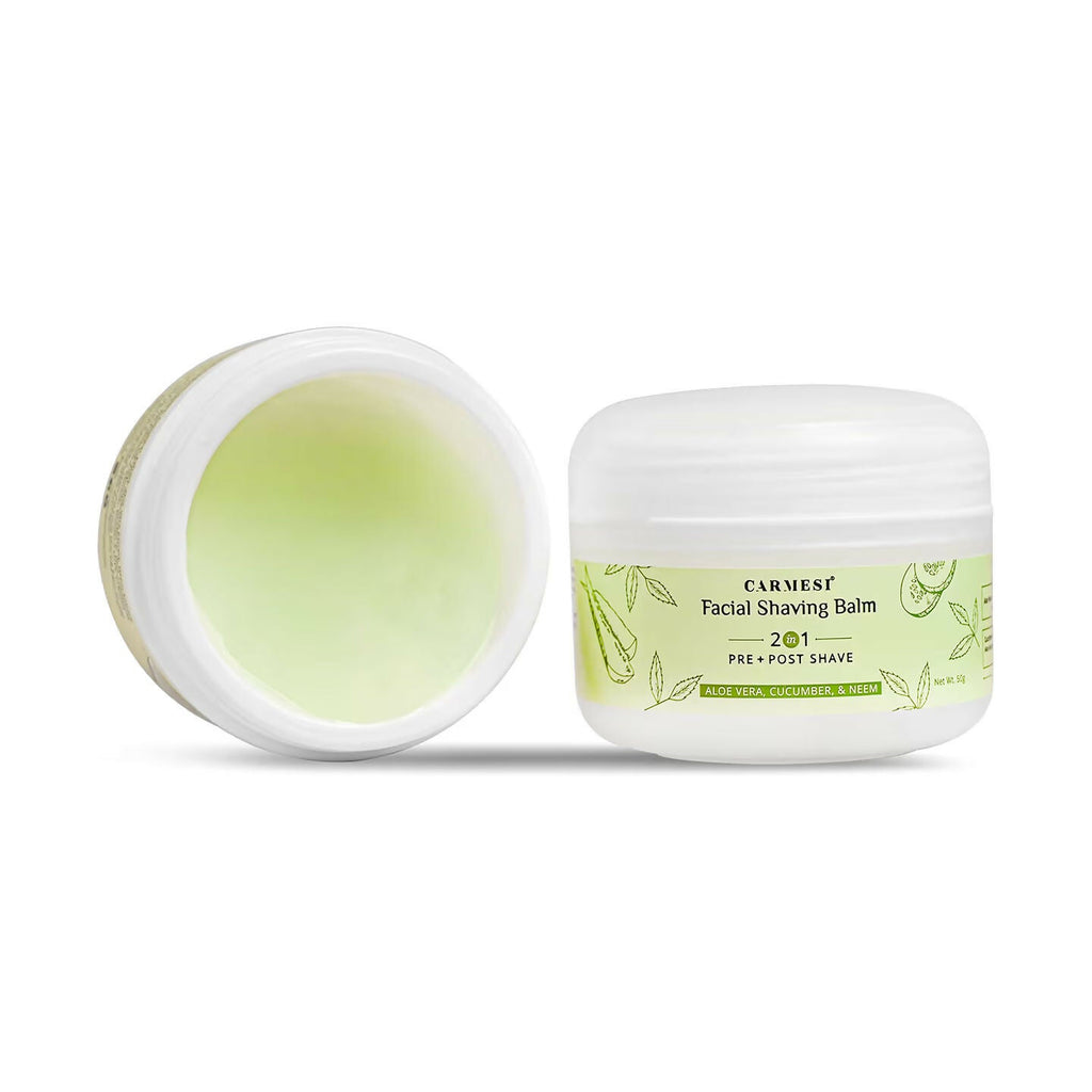Carmesi Facial Shaving Balm for Women - 2-in-1 (Pre + Post-Shave) - Aloe Vera, Cucumber, Neem | Grocsy