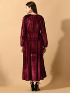 Myshka Women's Violet Fit and Flare Party Dress | Grocsy