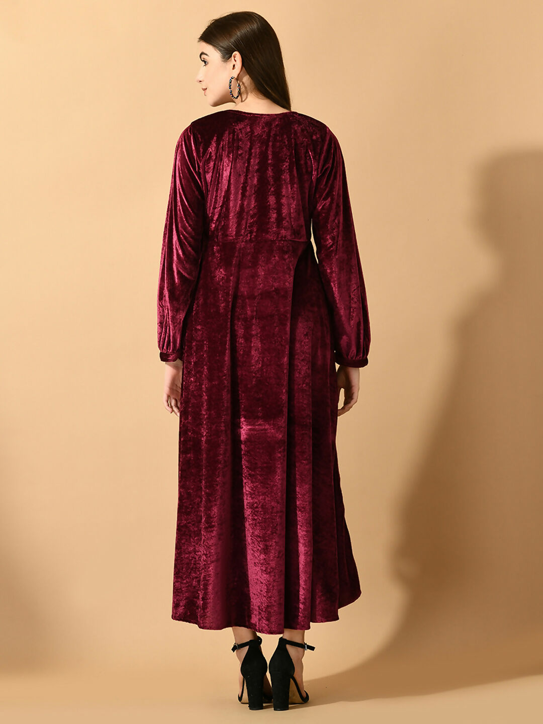 Myshka Women's Violet Fit and Flare Party Dress | Grocsy