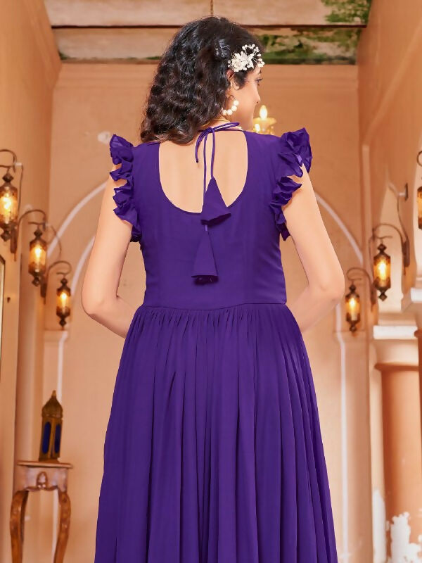 Joban Fashion Purple Readymade Dress With Sequins embroidery Work | Grocsy