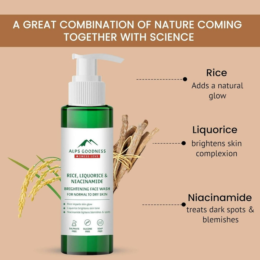 Alps Goodness Rice, Liquorice & Niacinamide Brightening Facewash | Grocsy