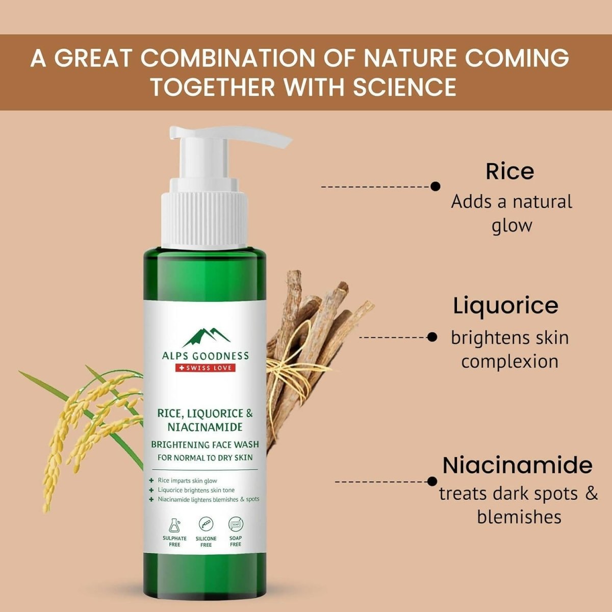 Alps Goodness Rice, Liquorice & Niacinamide Brightening Facewash | Grocsy