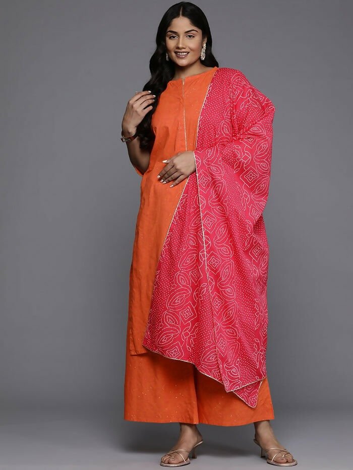 Ahalyaa Women's Traditional wear Kurta Set - Orange | Grocsy