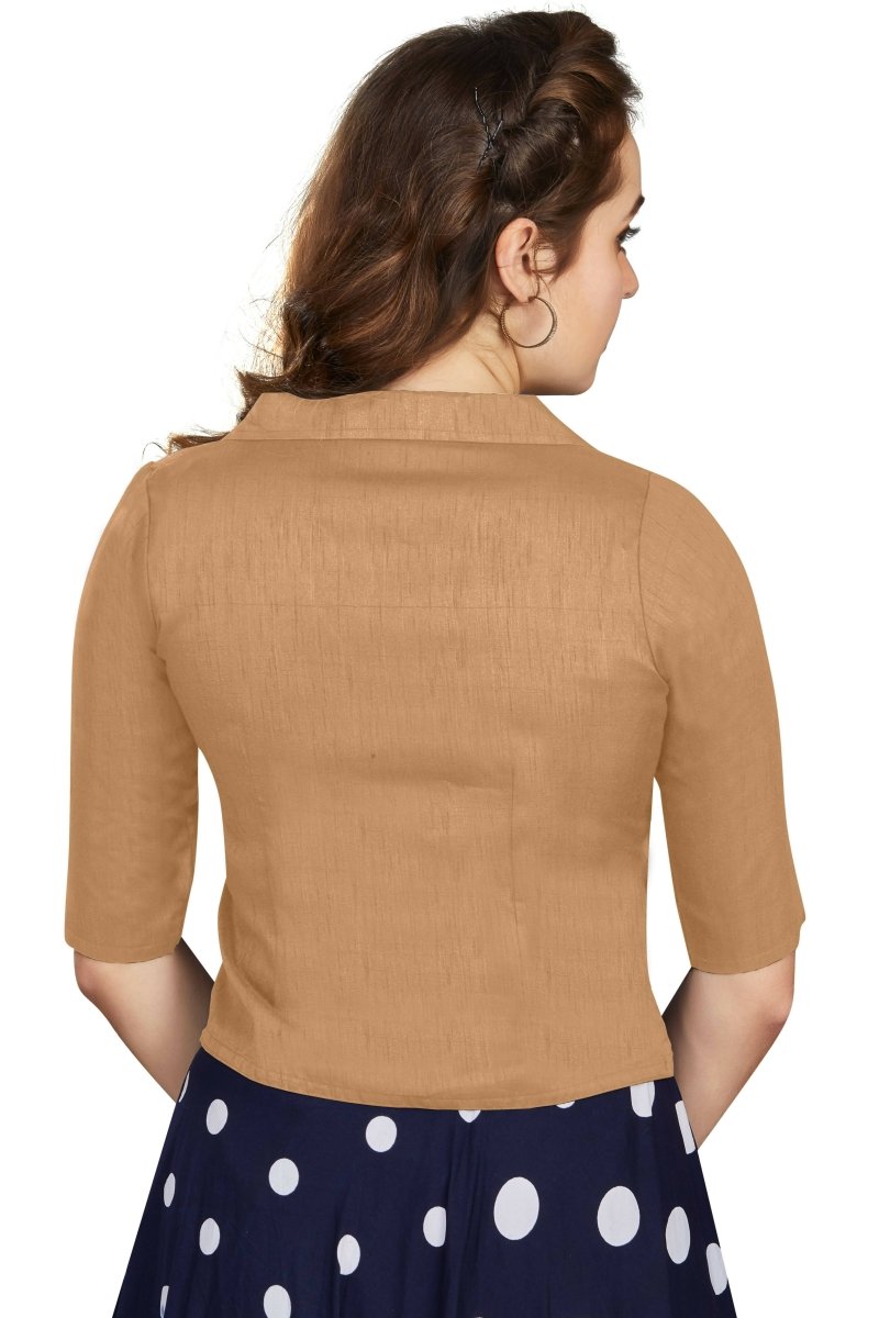 Aastha Fashion Women's Women's Beige Art Silk Button Readymade Blouse | Grocsy
