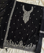 KC Black Georgette Heavy Embroidered Fancy Suit For Women | Grocsy