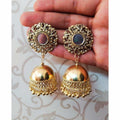 MS Fashion India Gold Color Oxidized Designer Traditional Jhumka Floral Stud Earrings | Grocsy