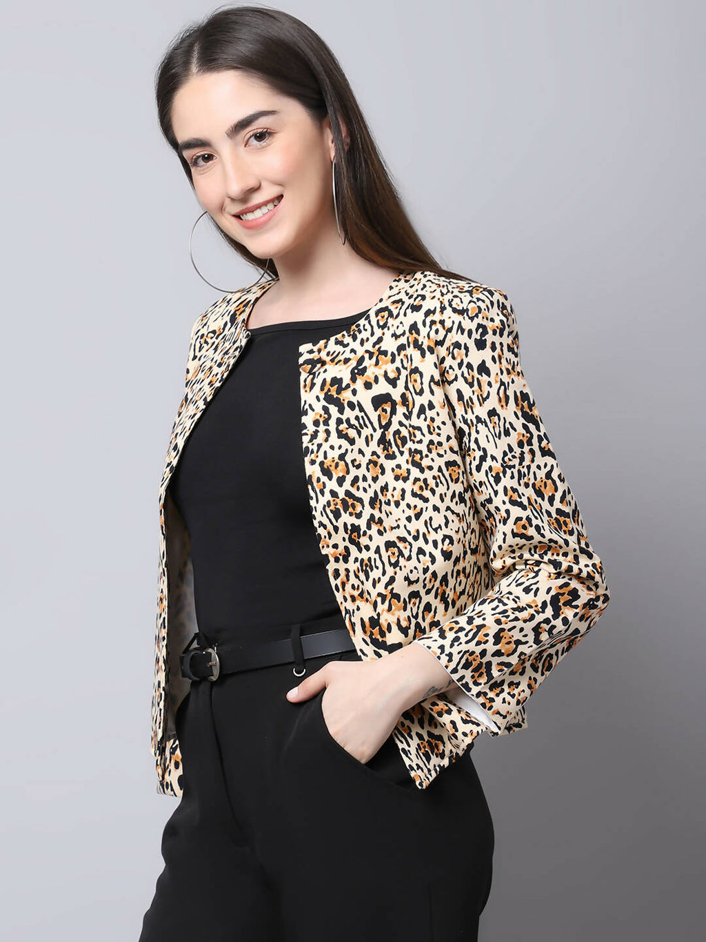 Even Apparels Multi 100% Viscose Open Front Statement Women's Jacket | Grocsy