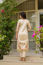 The52 Women's Viscose Assam Silk Embroidered Straight Kurta with Pant And Dupatta Set | Grocsy