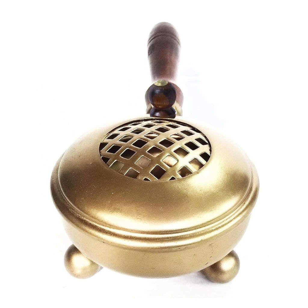 Not Available Handcrafted Metal Dhoop Dani Incense Burner - Golden Color | Grocsy