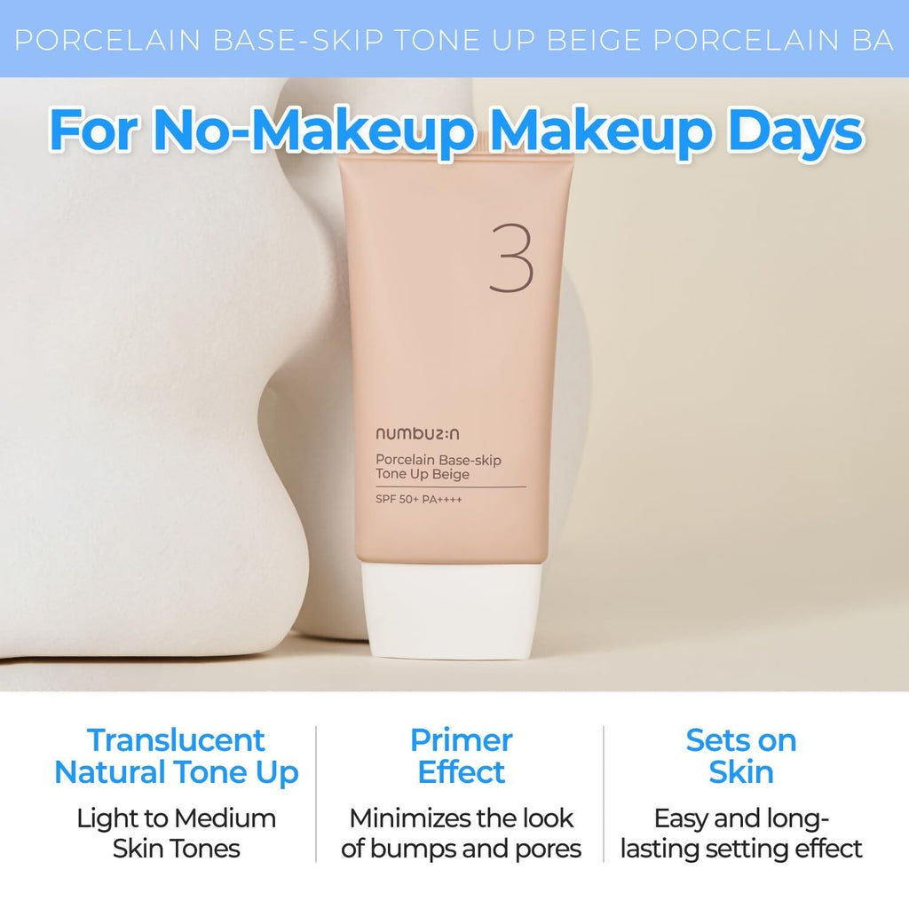 Numbuzin No.3 Porcelain Base-skip Tone Up Beige | Grocsy