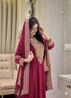 Teeya Creation Rani Color Faux Georgette Embroidery Work Long Party Wear Gown | Grocsy