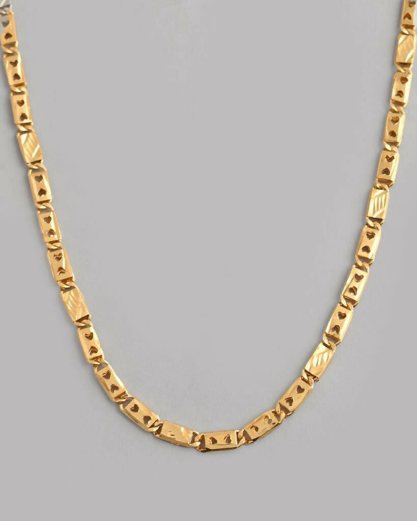 VOJ Gold-Polished Biscuit Chain With Hearts | Grocsy
