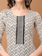 Embroidered & Printed Kurta With Pant & Printed Dupatta, Black - Hiral Fashion | Grocsy