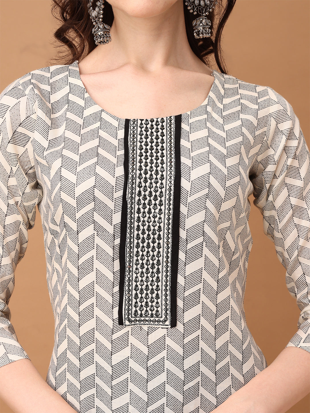Embroidered & Printed Kurta With Pant & Printed Dupatta, Black - Hiral Fashion | Grocsy