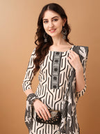 Embroidered & Printed Kurta With Pant & Printed Dupatta, Black - Hiral Fashion | Grocsy