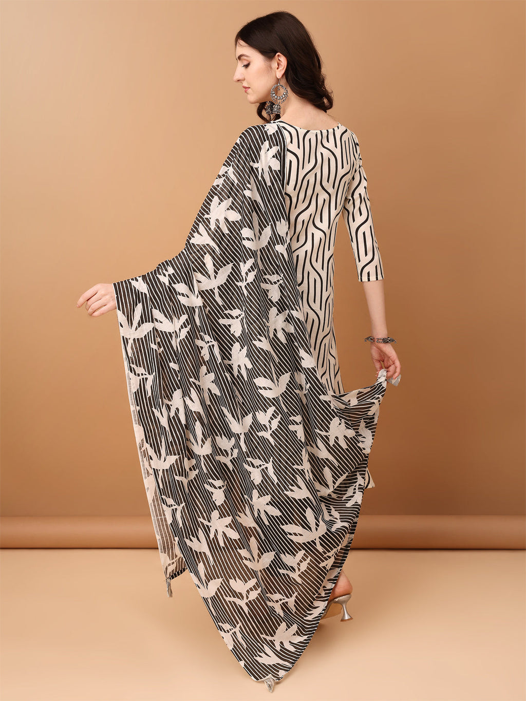 Embroidered & Printed Kurta With Pant & Printed Dupatta, Black - Hiral Fashion | Grocsy