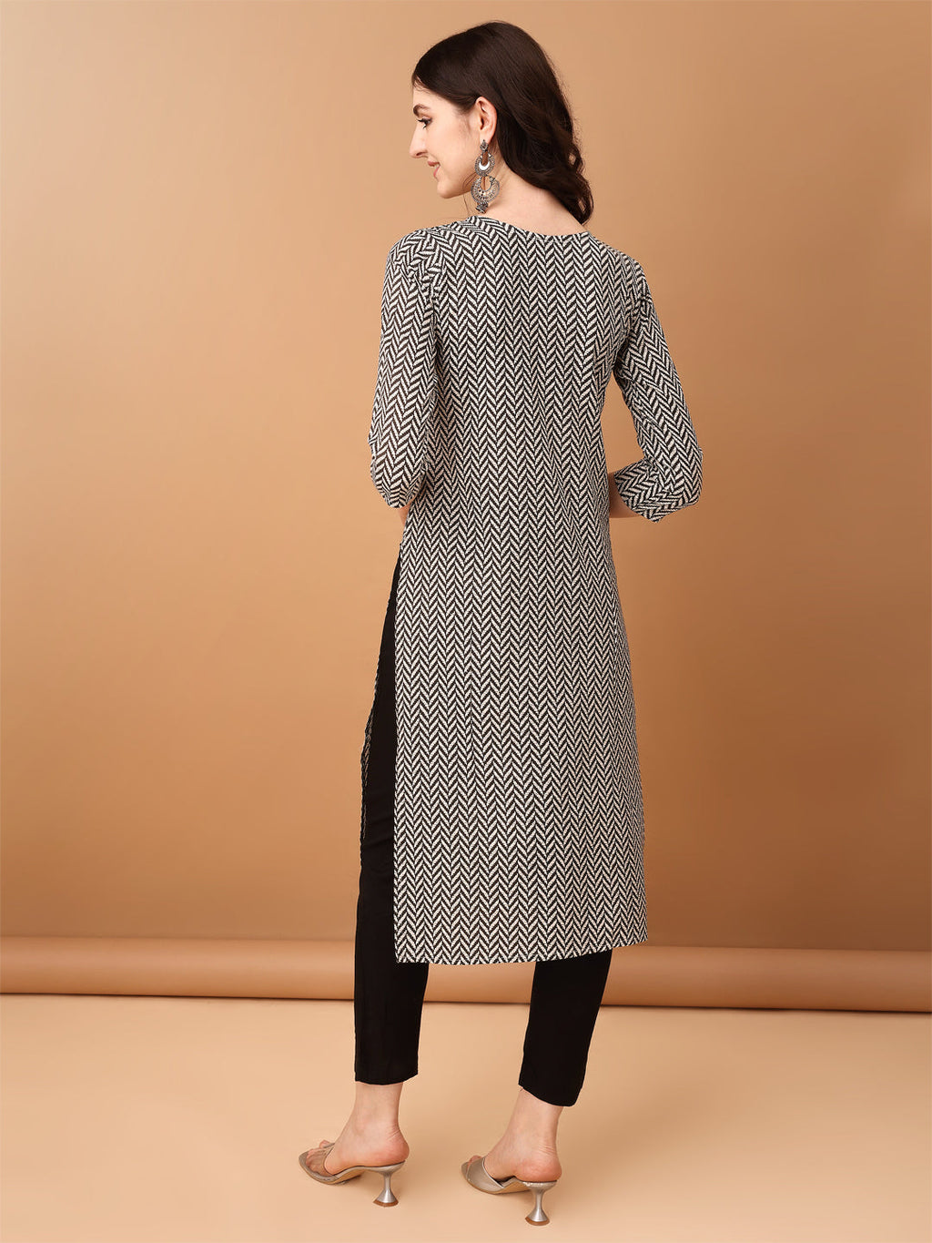 Embroidered & Printed Kurta With Pant & Printed Dupatta, Black - Hiral Fashion | Grocsy