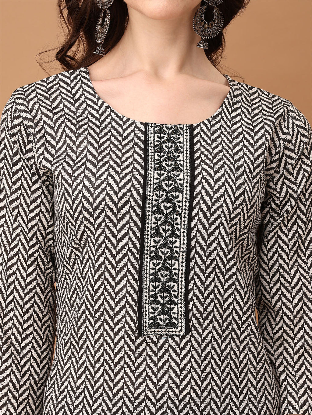 Embroidered & Printed Kurta With Pant & Printed Dupatta, Black - Hiral Fashion | Grocsy