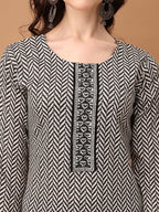 Embroidered & Printed Kurta With Pant & Printed Dupatta, Black - Hiral Fashion | Grocsy