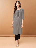 Embroidered & Printed Kurta With Pant & Printed Dupatta, Black - Hiral Fashion | Grocsy
