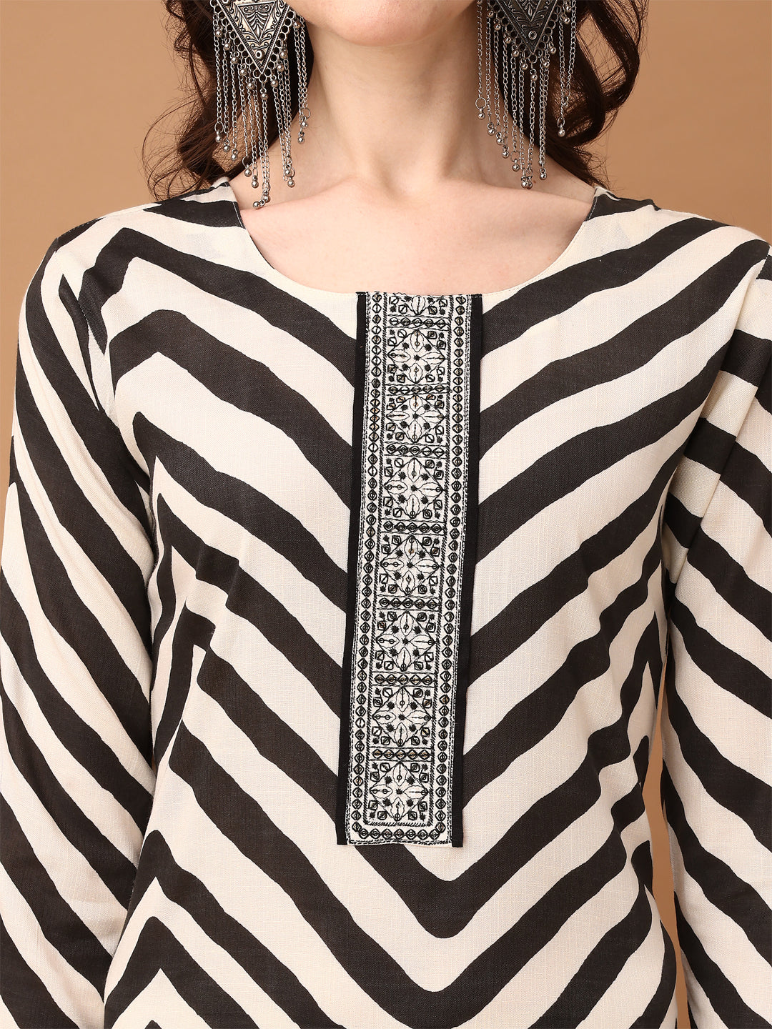 Embroidered & Printed Kurta With Pant & Printed Dupatta, Black - Hiral Fashion | Grocsy