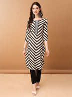 Embroidered & Printed Kurta With Pant & Printed Dupatta, Black - Hiral Fashion | Grocsy