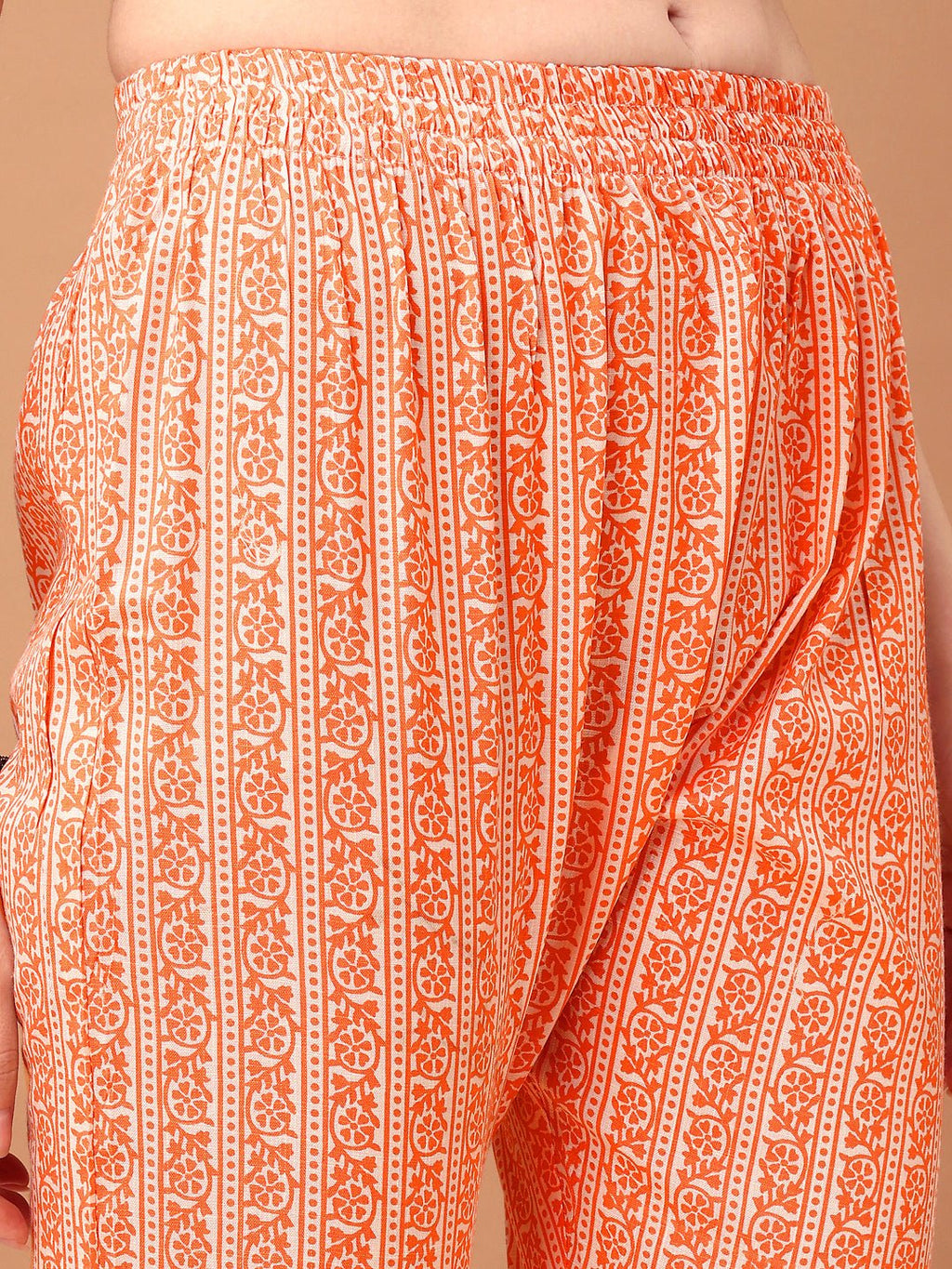 Embroidered & Printed Kurta With Pant & Printed Dupatta, Orange - Hiral Fashion | Grocsy