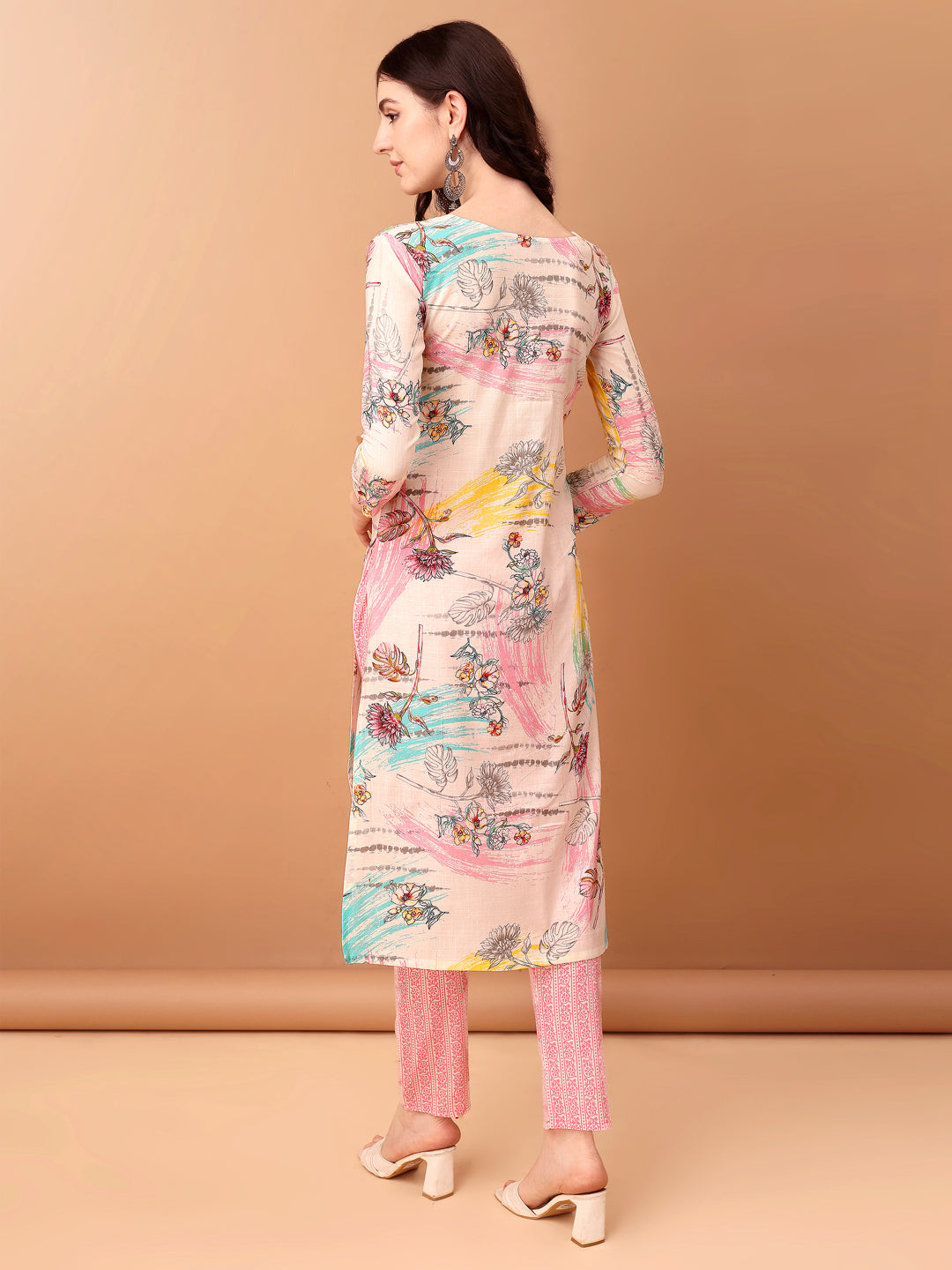 Embroidered & Printed Kurta With Pant & Printed Dupatta, Pink - Hiral Fashion | Grocsy
