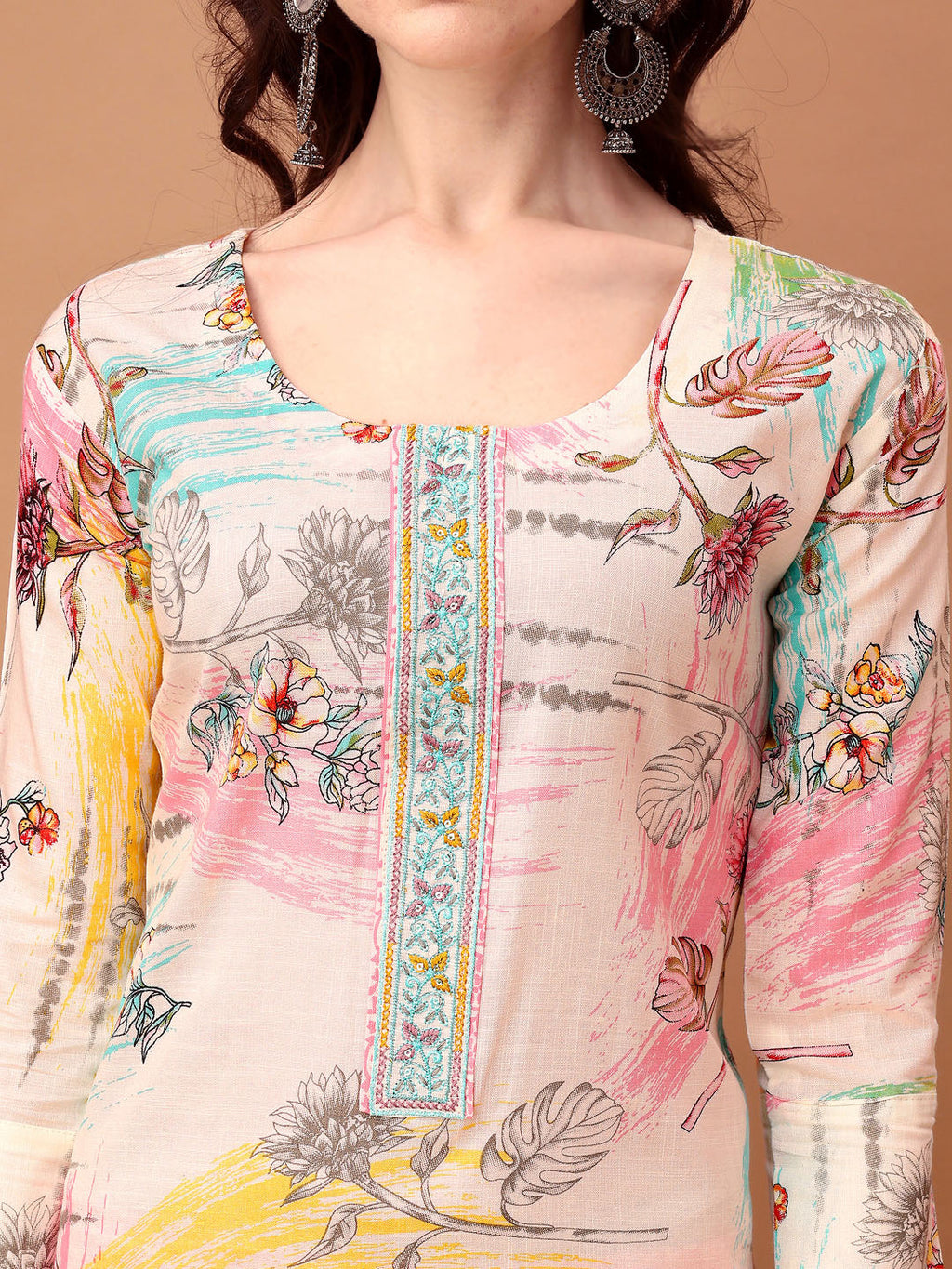 Embroidered & Printed Kurta With Pant & Printed Dupatta, Pink - Hiral Fashion | Grocsy