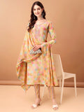 Embroidered & Printed Kurta With Pant & Printed Dupatta, Multicolor - Hiral Fashion | Grocsy
