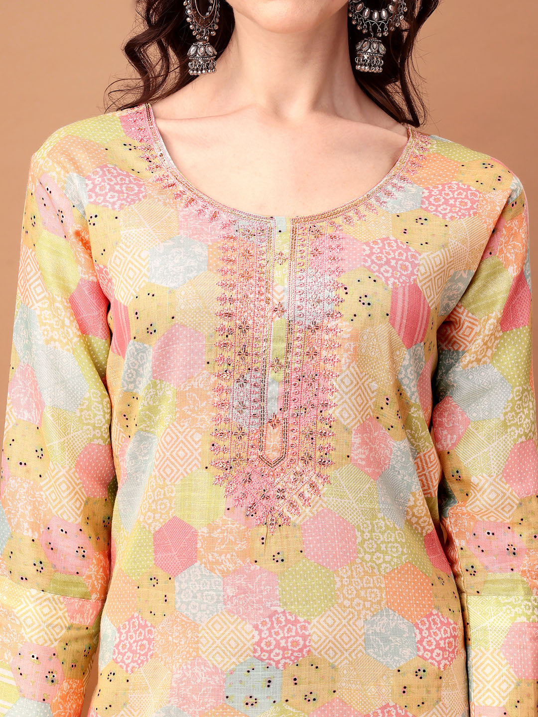 Embroidered & Printed Kurta With Pant & Printed Dupatta, Multicolor - Hiral Fashion | Grocsy