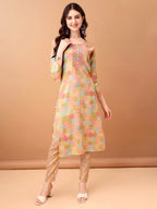 Embroidered & Printed Kurta With Pant & Printed Dupatta, Multicolor - Hiral Fashion | Grocsy