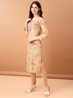 Embroidered & Printed Kurta With Pant & Printed Dupatta, Multicolor - Hiral Fashion | Grocsy