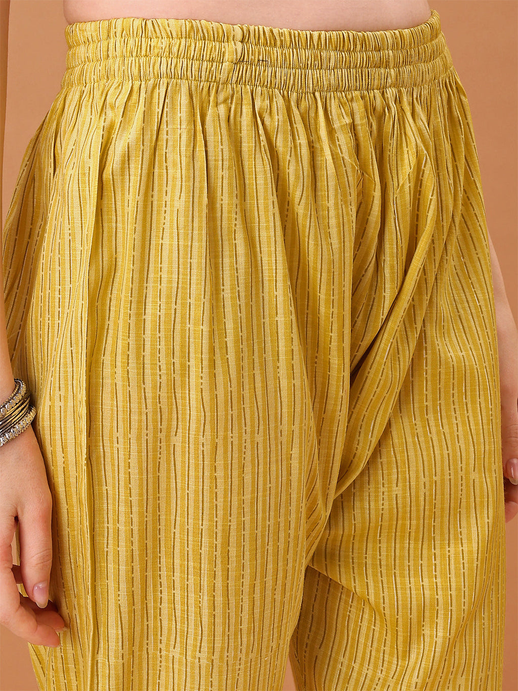Embroidered & Printed Kurta With Pant & Printed Dupatta, Yellow - Hiral Fashion | Grocsy