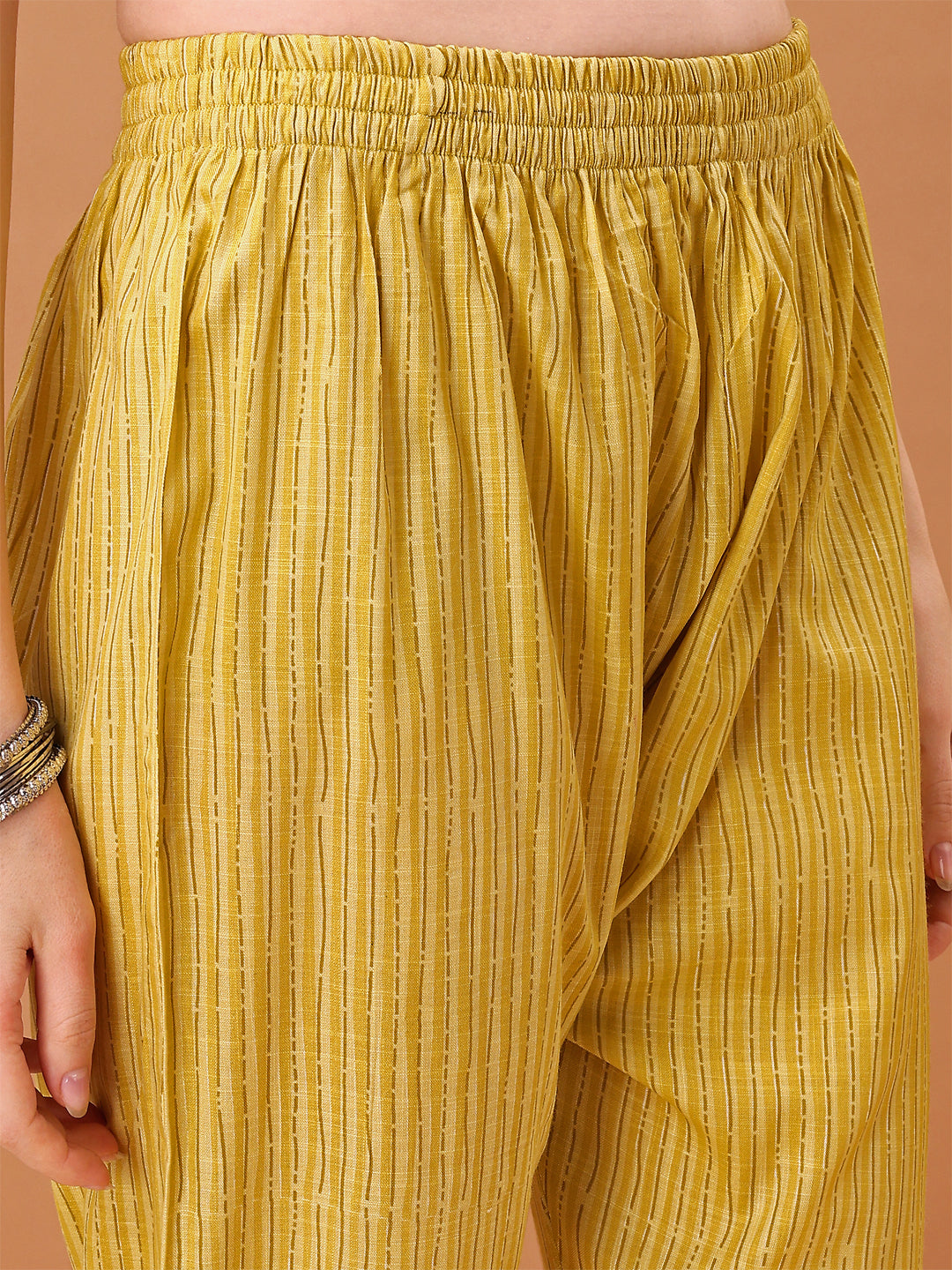 Embroidered & Printed Kurta With Pant & Printed Dupatta, Yellow - Hiral Fashion | Grocsy