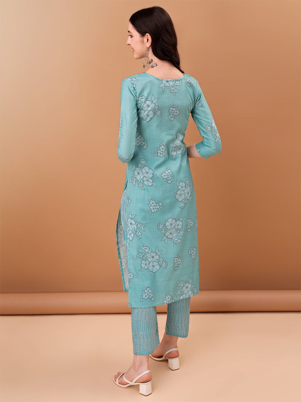 Embroidered & Floral Printed Kurta With Pant & Printed Dupatta, Blue - Hiral Fashion | Grocsy