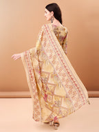 Embroidered & Botanical Printed Kurta With Pant & Printed Dupatta, Yellow - Hiral Fashion | Grocsy