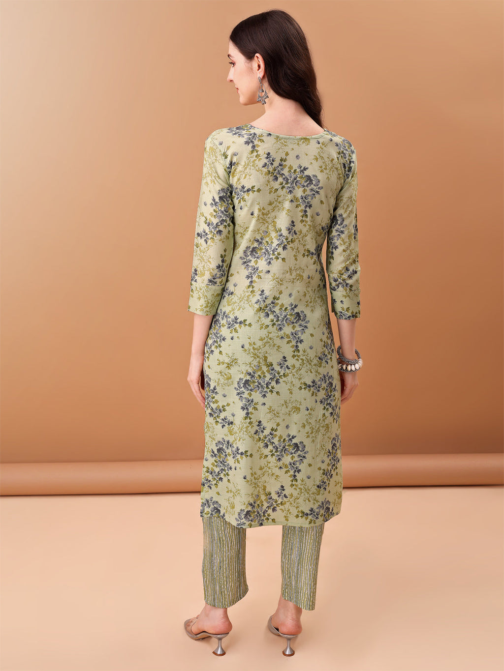 Embroidered & Floral Printed Kurta With Pant & Printed Dupatta, Green - Hiral Fashion | Grocsy