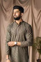Mehandi Green Rayon Thread Embroidery Work Kurta Set - Mahotsav | Grocsy