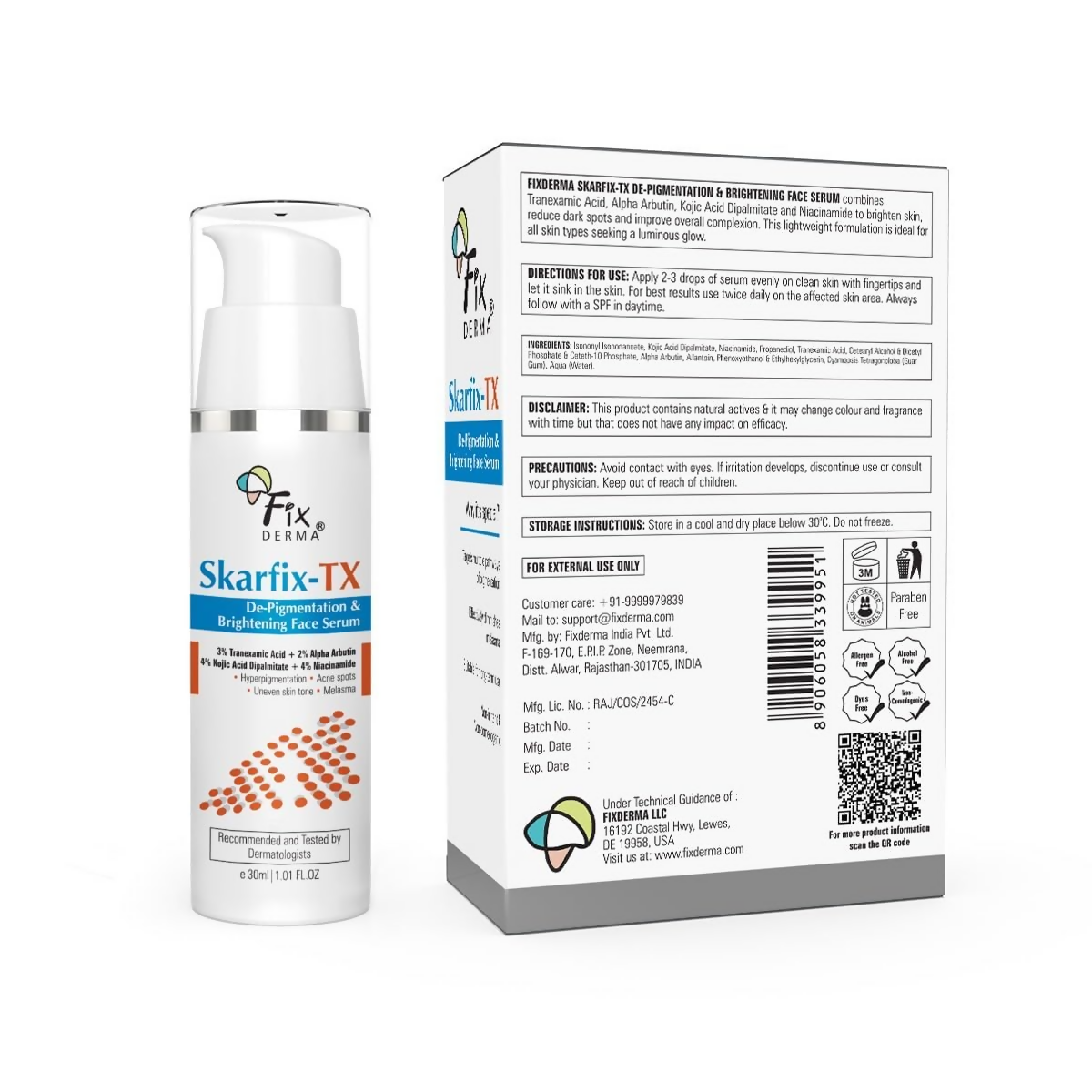 Fixderma Skarfix - TX with Tranexamic Acid + 4% Kojic Acid + 4% Niacinamide & 2% Alpha Arbutin Face Serum | Grocsy