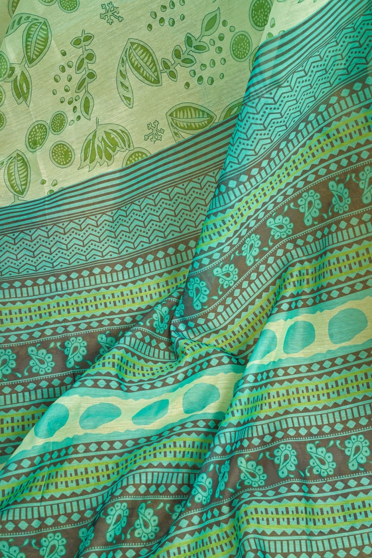 Dwija Fashion Green Party Wear Printed Linen Ready To Wear Saree With Unstitched Blouse | Grocsy
