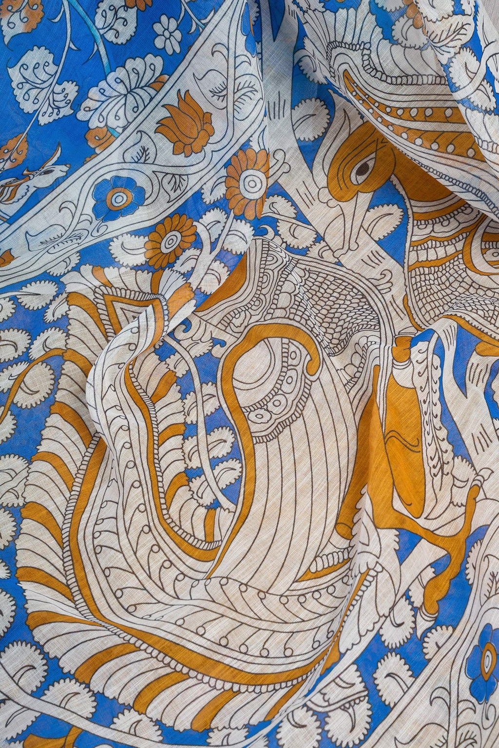 Dwija Fashion Blue Party Wear Printed Linen Ready To Wear Saree With Unstitched Blouse | Grocsy