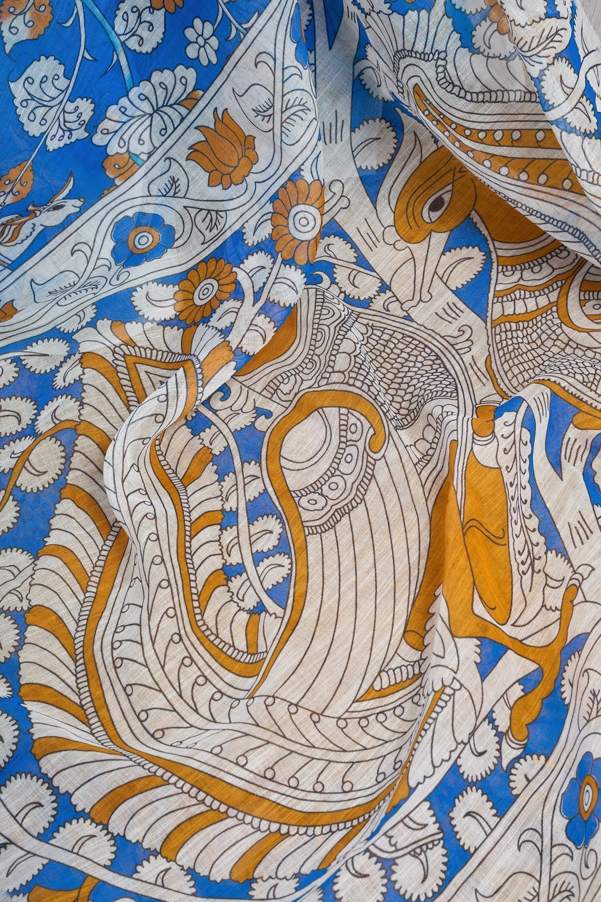 Dwija Fashion Blue Party Wear Printed Linen Ready To Wear Saree With Unstitched Blouse | Grocsy