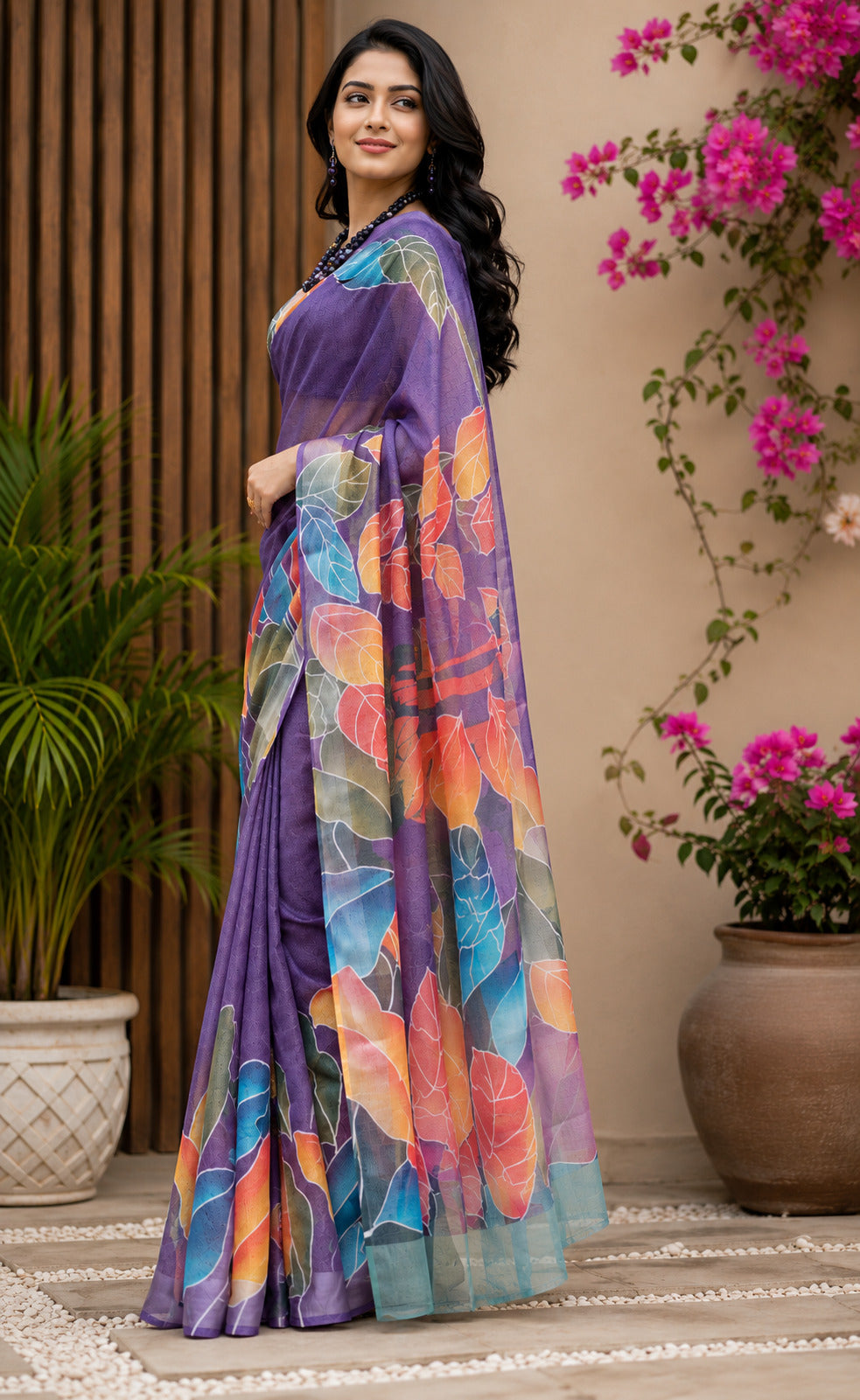 Dwija Fashion Purple Party Wear Printed Linen Ready To Wear Saree With Unstitched Blouse | Grocsy