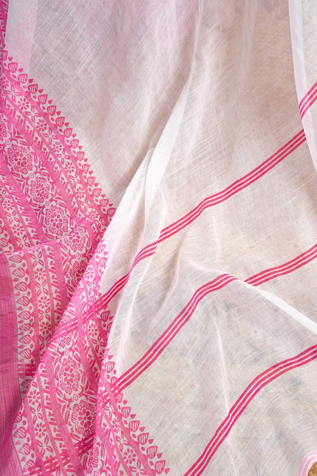 Dwija Fashion White Party Wear Printed Linen Ready To Wear Saree With Unstitched Blouse | Grocsy