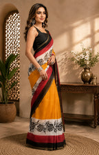Dwija Fashion Multicolor Party Wear Printed Linen Ready To Wear Saree With Unstitched Blouse | Grocsy