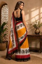 Dwija Fashion Multicolor Party Wear Printed Linen Ready To Wear Saree With Unstitched Blouse | Grocsy