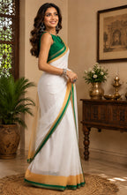 Dwija Fashion White Party Wear Printed Linen Ready To Wear Saree With Unstitched Blouse | Grocsy