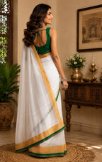 Dwija Fashion White Party Wear Printed Linen Ready To Wear Saree With Unstitched Blouse | Grocsy